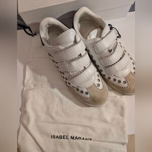 Isabel Marant White and Black Leather Sneakers
